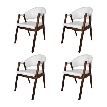 Imagem de Kit 4 Cadeiras De Jantar Madeira Maciça Mogno Premium Helen Facto Branco