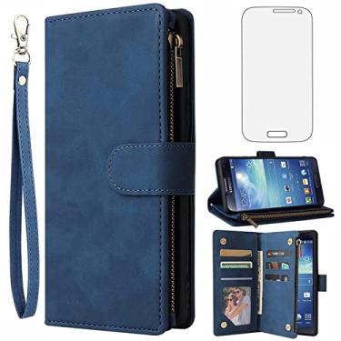 Imagem de Asuwish Capa carteira compatível com Samsung Galaxy S4, protetor de tela de vidro temperado e capa flip de couro, porta-cartões, acessórios celulares, capas para celular para Glaxay S 4 Gaxaly 4S