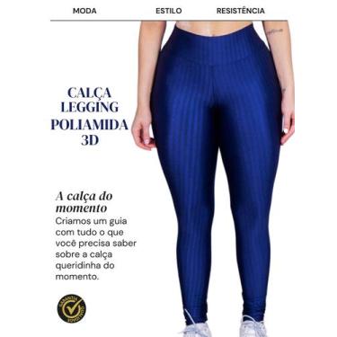 Imagem de 2 Calça Legging 3D Poliamida Básico Cintura Alta Grossa Fitness Academ