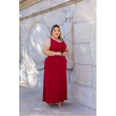 Imagem de Vestido Longo Soltinho Plus Size Fivela Na Alça - Luh May, G, Vermelho
