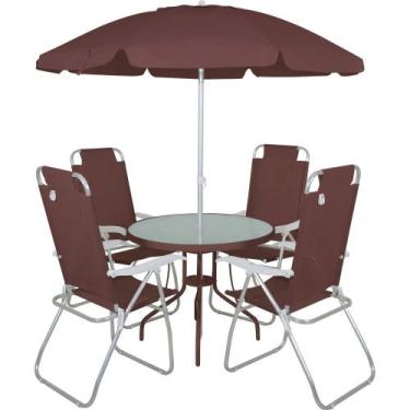 Imagem de Conjunto Noronha 4 Cadeiras em Aluminio + Mesa + G-sol Marrom Bel, Úni