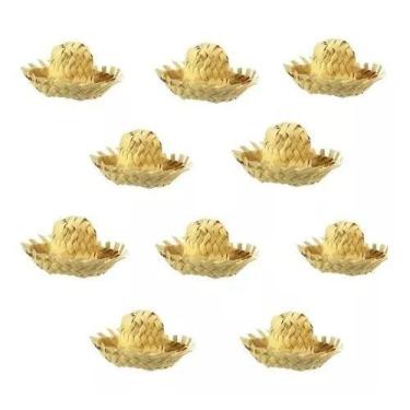 Imagem de Kit 30 Mini Chapeu De Palha Para Garrafinhas Doces Tubetes - VUD