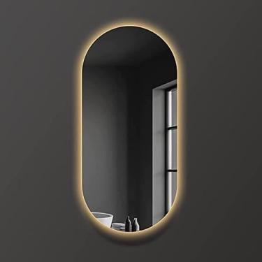 Imagem de Espelho Lapidado Oval Iluminado com led quente - 70x100cm - Woodglass