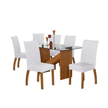 Imagem de Capa Pra Cadeira Jantar Para Mesa 6 Lugares Malha Gel Branco - FLorenz