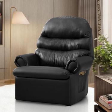 Imagem de Poltrona Do Papai Reclinável material sintético Preta Luxo - Metalaco 