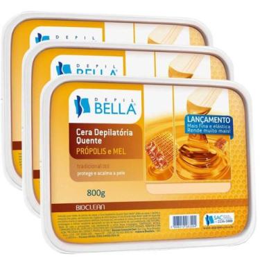 Imagem de Kit com 3 Ceras Depilatória Quente Própolis e Mel 800g - Depil Bella