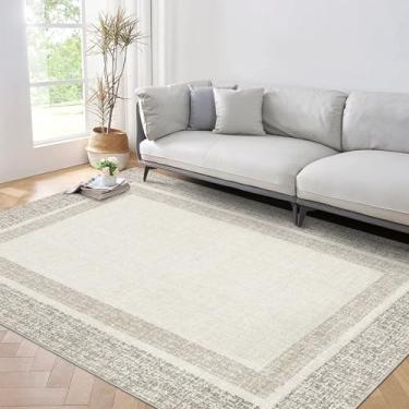 Imagem de GlowSol Tapete grande sólido com borda neutra 22,5 x 30,5 cm, lavável, para sala de estar, sala de jantar, quarto, tapete antiderrapante de borracha para embaixo da mesa de jantar, quarto, quinta,