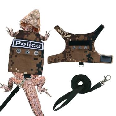 Imagem de ADOGGYGO Conjunto de coleira de dragão barbudo, roupa de lagarto, ajustável, para répteis com coleira de 1,5 m para lagarto de dragão barbudo, caminhar ao ar livre (Camo-2, pequeno)