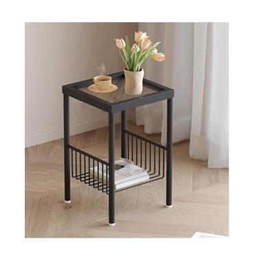 Imagem de Movable Side Table，Small Coffee Table，Living Room Sofa Side Table，Bedside Side Cabinet，Storage Rack，Square Side Table，Open Storage Space，with Wheels，for Bedroom，Living Room(Black,25*25*54cm/9.8*9.8*21