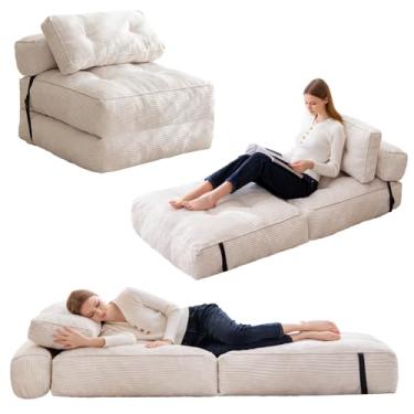 Imagem de HIGOGOGO Sofá-cama dobrável, cadeira conversível com travesseiro, colchão dobrável com suporte para as costas, cadeira dobrável portátil, colchão de chão de cama, sofá confortável para sala de estar,