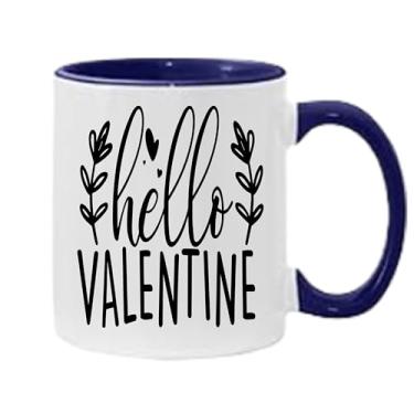 Imagem de SpreadPassion Caneca de café Hello Valentine, presente para namorado e namorada, ideia de presente de dia dos namorados, presente para marido e esposa, ideia de presente de aniversário do dia dos