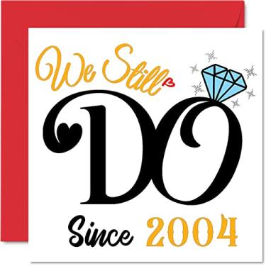 Imagem de Cartão de aniversário de 19 anos para marido e esposa - We Still Do Since 2004 - I Love You Gifts, Happy 19th Wedding Anniversary Cards for Partner, 14 x 14 cm Cartões comemorativos para dezenove aniversários
