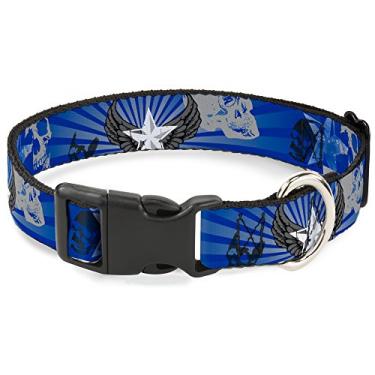 Imagem de Buckle-Down Coleira de gato Breakaway Die Hard Skulls Stars1 azul cinza 23,8 a 38,8 cm de largura