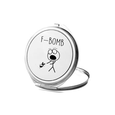 Imagem de SpreadPassion Espelho compacto F-Bomb, espelho fotográfico, espelho de maquiagem de viagem, espelho pequeno de mão, espelho de bolso portátil, ideia de aniversário (1, redondo)