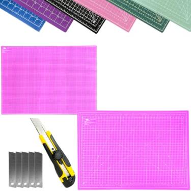 Imagem de Base de Corte Placa Grande 90x60 Para Mesa Bancada Multiuso Estilete Profissional Patchwork Costura Scrapbook Artesanato (Rosa)