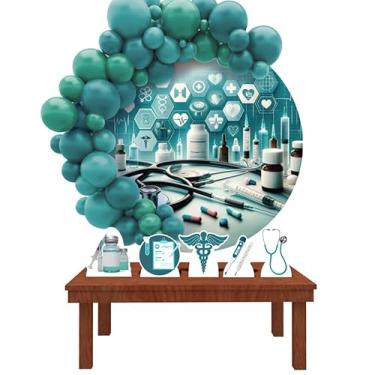 Imagem de Kit Decoração Painel Redondo Festa de Aniversário Infantil Médico Enfermagem