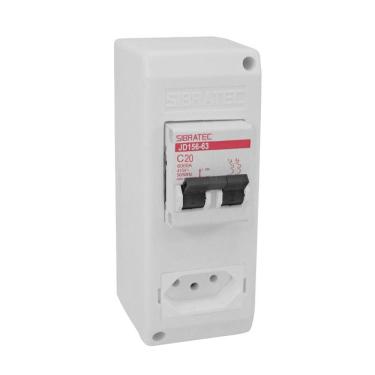 Imagem de Caixa Plástica de Sobrepor para Disjuntor Din Modelo CSDM com Disjuntor Com Disj. Bif. e Tomada 20A