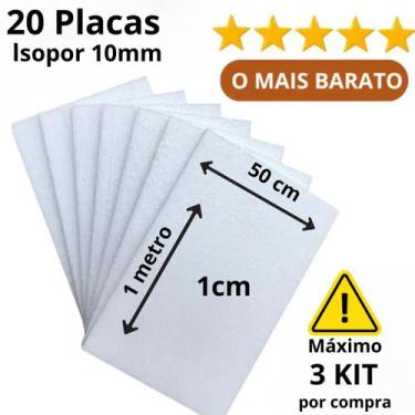 Imagem de 20 Placas de Isopor 10mm 100cm x 50cm x 1cm Forro MAXIMO 02 KIT POR CO