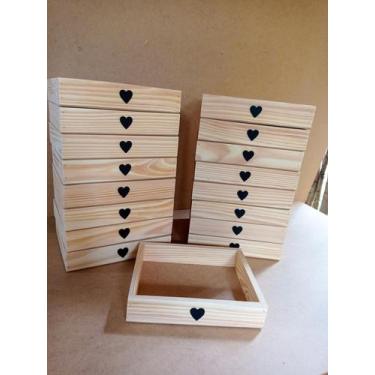 Imagem de Bandeja cesta de pinus 25x20x5 aplique coração café da manhã  - Leal a