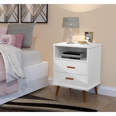 Imagem de Mesa de Cabeceira Quarto Mesinha Apoio Lateral Cama Box Casal Estilo D