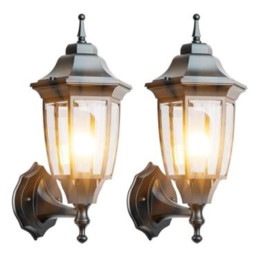 Imagem de EMART Luminária De Parede Para Varanda Externa, Anticorrosão Externa, À Prova D'Água, De Alumínio E Vidro, Luminária De Arandela Moderna Para Área Externa, Casa, Garagem - Pacote Com 2 Unidades, Pre