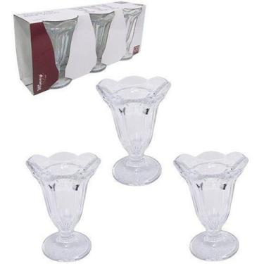 Imagem de Jogo de taca de sorvete / milk shake de vidro com 3 unidades 190ml - W