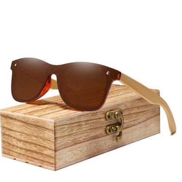 Imagem de Óculos de Sol Masculino Artesanal Bambu Kingseven Proteção Polarizados