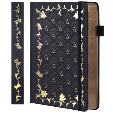 Imagem de TIEFOSSI Bullet Dot Journal, caderno vintage para mulheres e homens, 160 GSM 192 páginas premium, caderno A5 de capa dura, para viagem, escritório, escrita diária