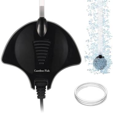 Imagem de Carefree Fish Mini bomba de ar de aquário de 1,5 W com tubo de 3 m e minúscula pedra de ar silenciosa borbulhador pequeno kit aerador de bomba de oxigênio para aquário de 0,5 a 15 galões