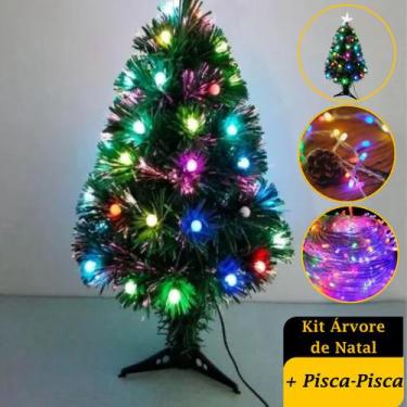 Imagem de Kit Árvore de Natal 1,20m com Pisca-Pisca Colorido  Completo para sua 