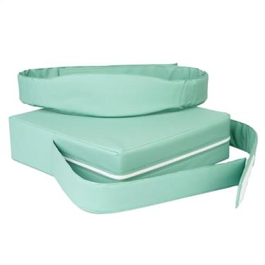 Imagem de Almofada Infantil Assento Elevação De Cadeira Para Alimentação Atividades Impermeável Quadrada Com Cinto De Segurança Vária Cores (Almofada Verde)