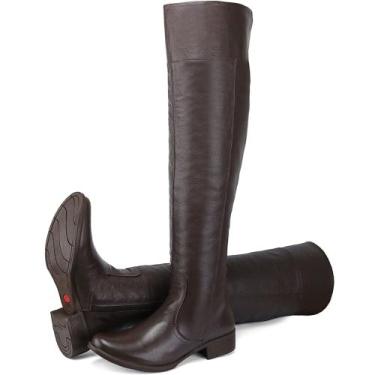 Imagem de Bota Feminina Over The Knee Em Couro Super Alta Cano Longo - Cla Clê, 