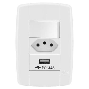 Imagem de Conjunto 1 Simples + 1 Tomada 10A + 1 Usb - Ilumi Lev
