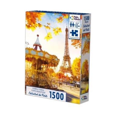 Imagem de Quebra Cabeça 1500 Peças Carrossel de Paris Torre Eiffel Adulto Infantil Pais e Filhos