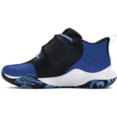 Imagem de Under Armour Tênis unissex infantil de basquete 2 da School Zone, (005) Preto/Azul Tecnológico/Azul Horizonte, 5 Big Kid