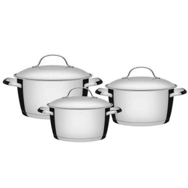 Imagem de Jogo de Panelas Tramontina Allegra Aço Inox com Fundo Triplo 1,5L 2,2L