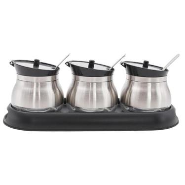 Imagem de Kit Porta Temperos Condimentos Em Inox 7 Pçs Organizador - Kadê