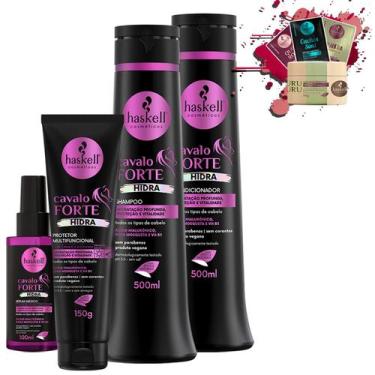 Imagem de Kit Haskell Cavalo Forte Hidra Sh, Cond 500ml Prot e Sérum
