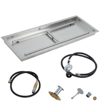 Imagem de GarveeTech Queimador de fogueira quadrado de aço inoxidável, kit de queimador de fogueira de 30 x 10, uso interno/externo, kit de fogueira de propano e gás natural faça você mesmo, inserção de panela