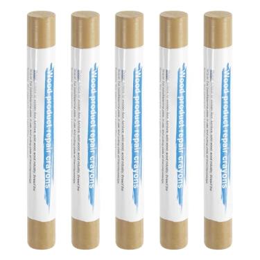 Imagem de HARFINGTON 5 peças de bastões de enchimento de madeira, cera de madeira, retoque de móveis, gizes de cera para reparo de móveis, folhas de outono