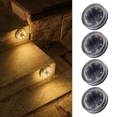 Imagem de OPOIRA Luzes solares de vidro com estilo bolha, design modular, à prova d'água, luzes de cerca ao ar livre, para escadas, quintal, pátio, jardim, parede, caminho, iluminação decorativa de mesa, branco