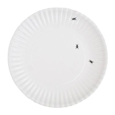 Imagem de 180 Degrees ME0036 "What Is It?" Prato de jantar branco reutilizável com design de formiga, melamina de 23 cm, conjunto de 4