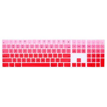 Imagem de WYGCH Capa de teclado numérica Bluetooth sem fio de silicone ultrafina para Apple iMac 2017 teclado mágico com teclado numérico MQ052LL/A A1843 US Layout, Ombre Red