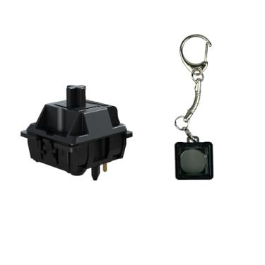 Imagem de Glacier Conjunto de interruptores de 5 pinos pré-lubrificados Gateron Oil King para teclado mecânico e chaveiro/testador com teclas grátis/extrator de interruptores incluído (preto, 105 peças)