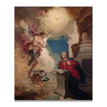 Imagem de Anunciação Giovanni Battista Tiepolo Impressão em tela – Obra-prima rococó barroca, pintura escolar de Veneza, pintura a óleo decorativa para galeria doméstica 70 x 84 cm