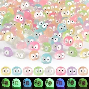 Imagem de VICROIC 100 peças de briquetes luminosos, fantasma em miniatura, figuras multicoloridas de elfos de árvore pequenas que brilham no escuro para paisagens de jardim de fadas, decorações de bolos