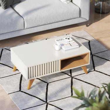 Imagem de Mesa De Centro Retangular 1 Nicho Jeri Off White Freijó Off White Freijó