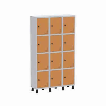 Imagem de Roupeiro Aço Light 3v 12 Portas Gr303/12 Cinza/laranja