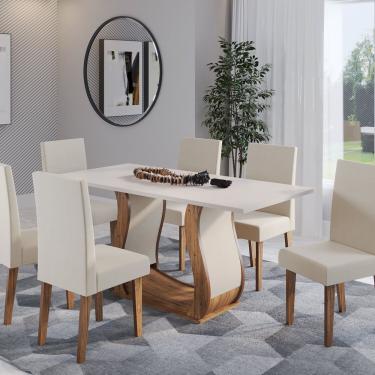 Imagem de Mesa De Jantar Retangular Royale Com 6 Cadeiras Venus Imbuia- Blonde- Pastel