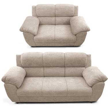 Imagem de Sofá De 3 E 2 Lugares Cama Inbox Paris Com 202cm E 152cm Bege Claro